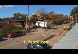 Boxtruck crashes at 11foot8 and then hits another low bridge