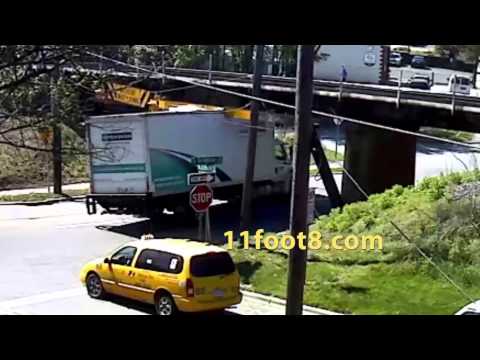 Truck turns right and slams into the 11foot8 bridge