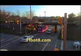 Mobile health RV gets stuck under the 11foot8 bridge